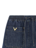 Valentino Garavani Blue Cotton Bermuda Shorts Valentino Garavani