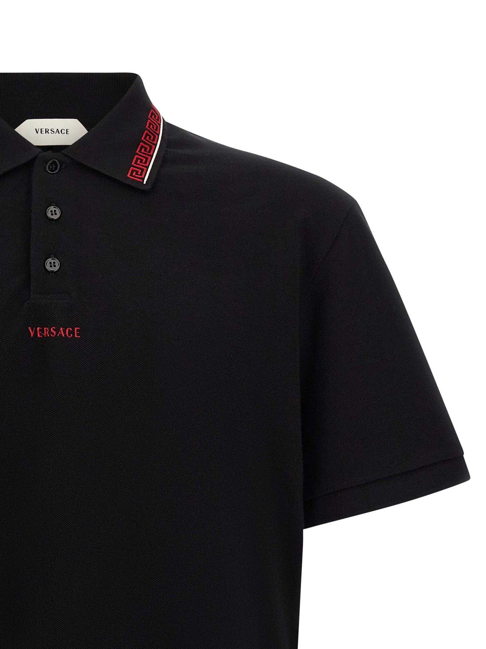 Versace Black Cotton Polo Shirt Versace