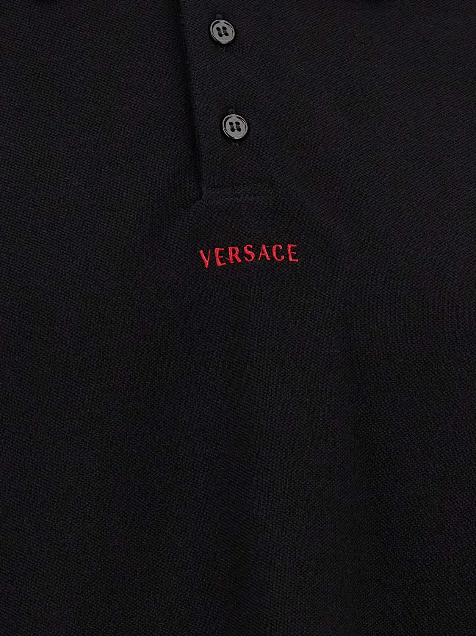 Versace Black Cotton Polo Shirt Versace