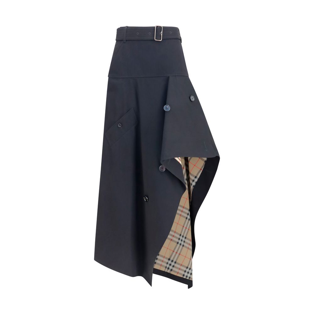 Burberry Black Cotton Long Skirt Burberry