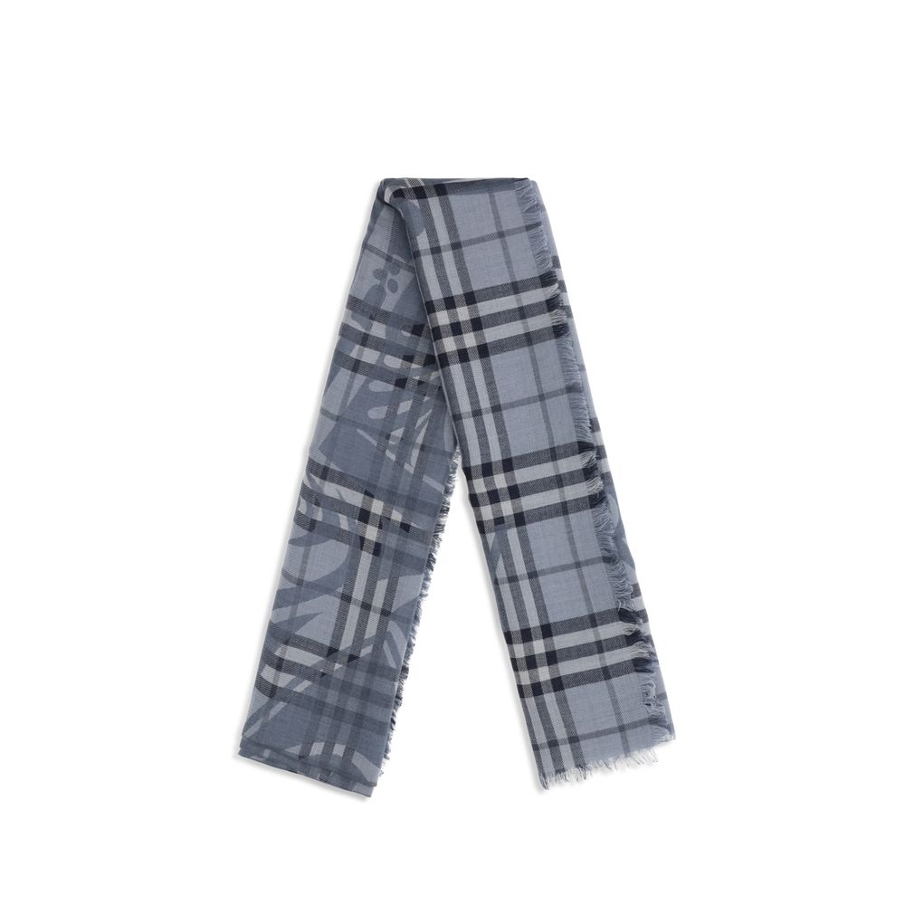 Burberry Blue Wool Oves Aries Foulard Burberry