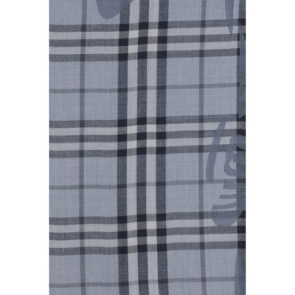 Burberry Blue Wool Oves Aries Foulard Burberry