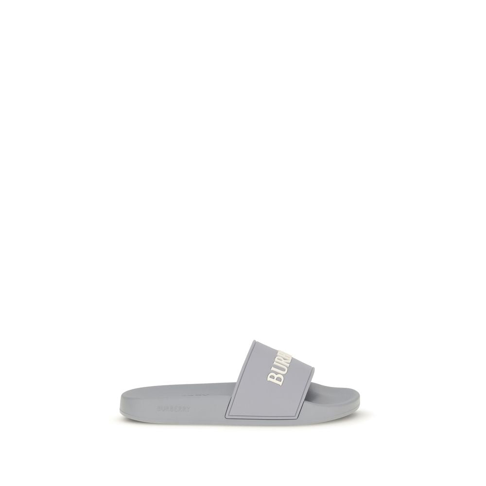 Burberry Gray Rubber Slides Burberry