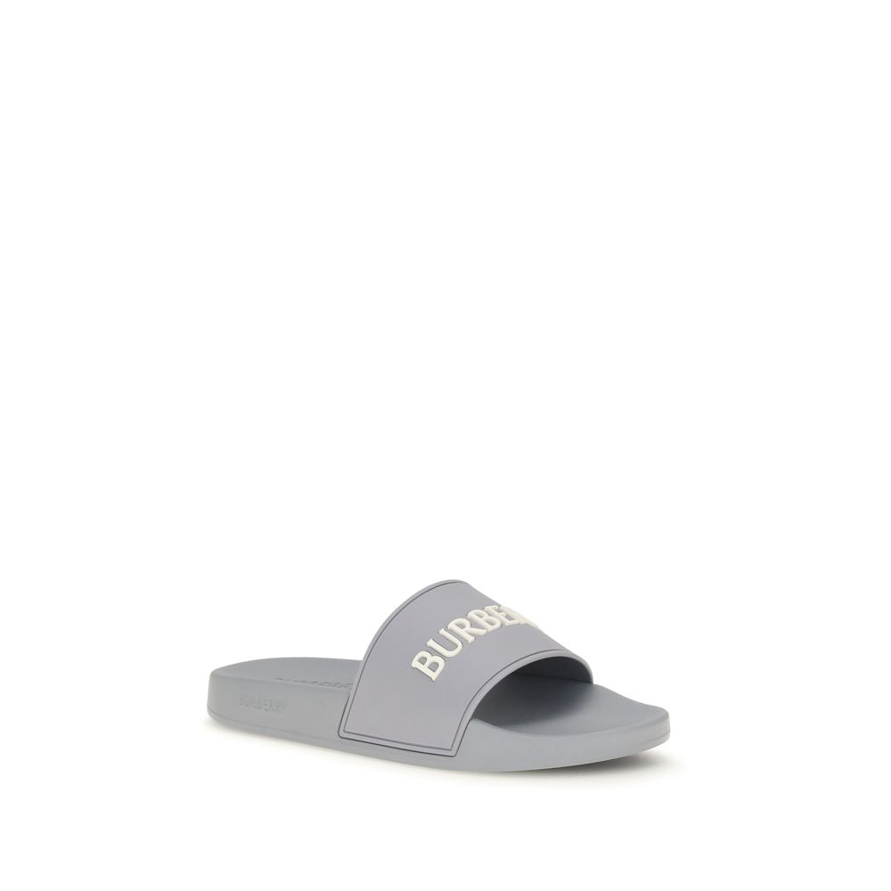 Burberry Gray Rubber Slides Burberry