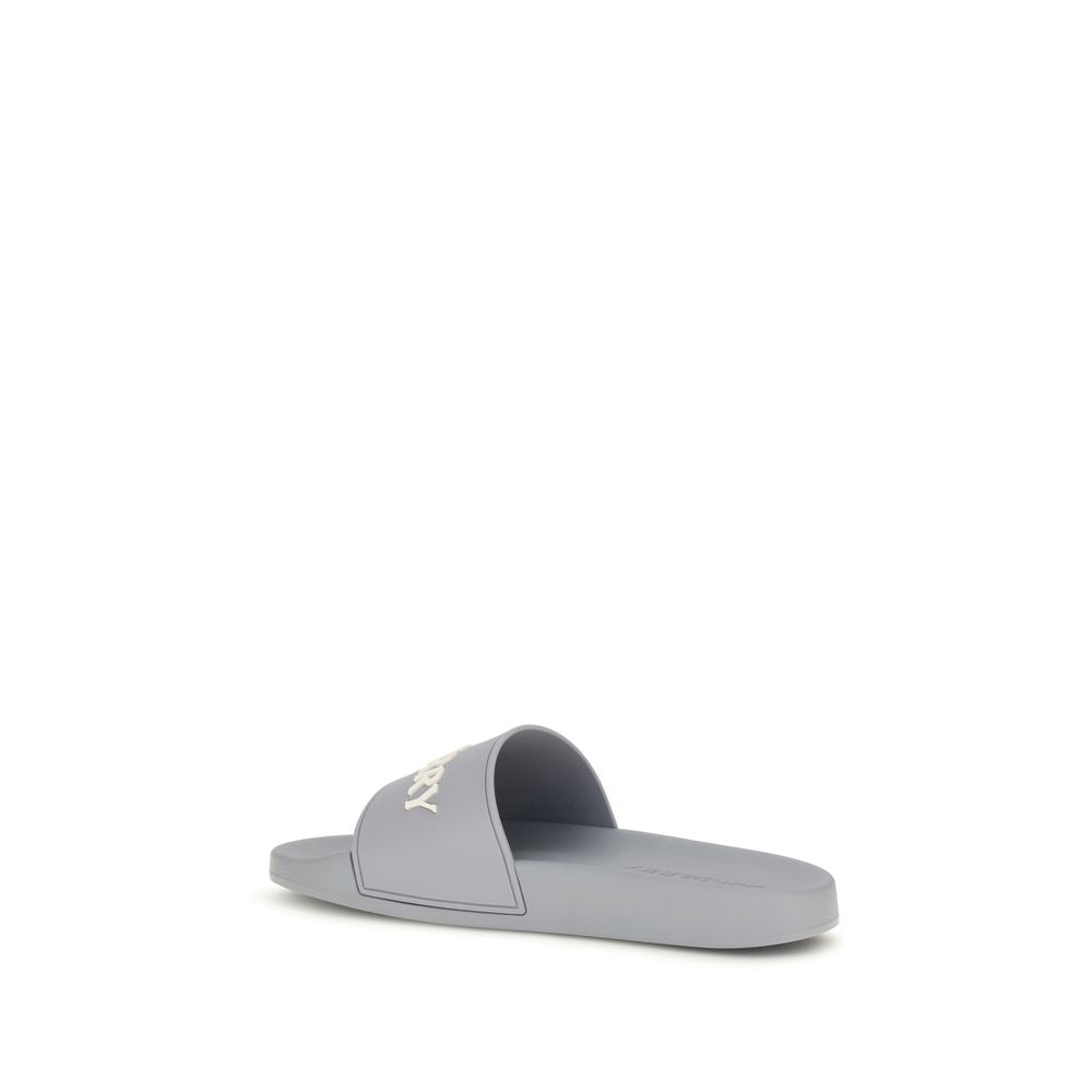 Burberry Gray Rubber Slides Burberry