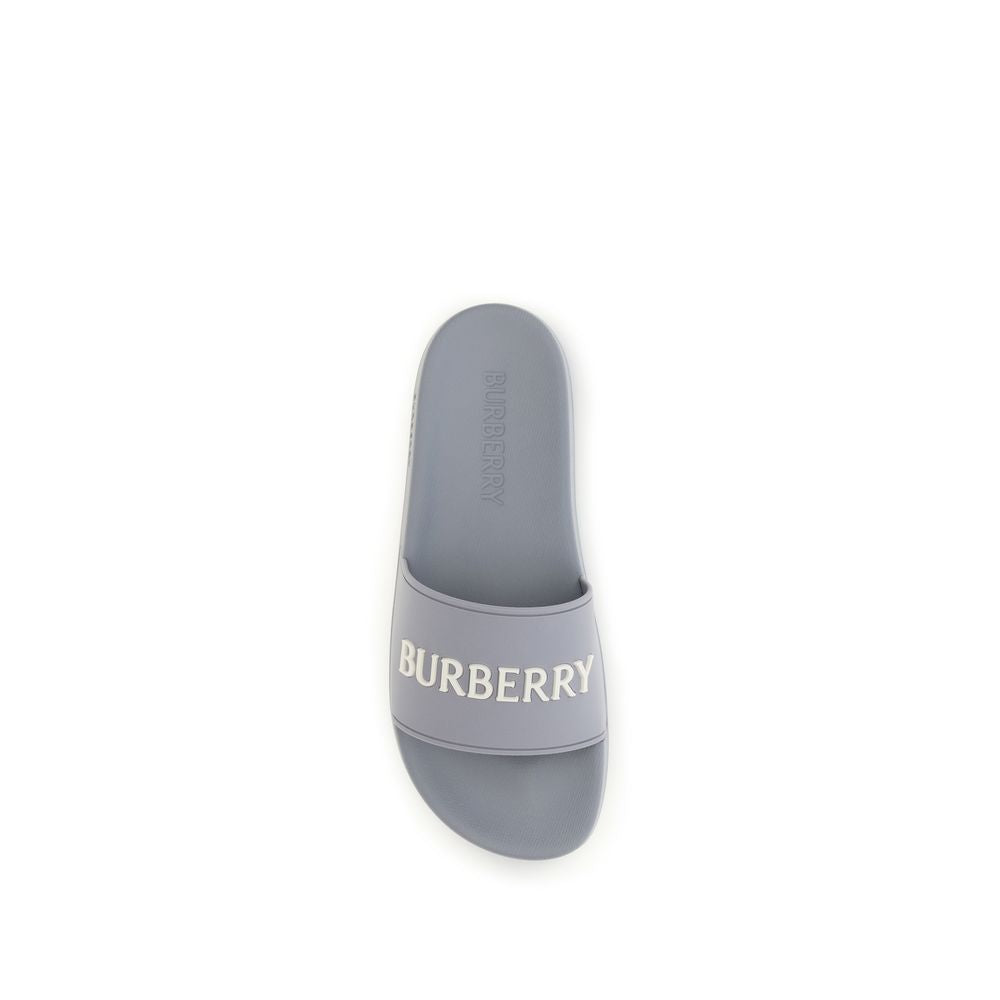 Burberry Gray Rubber Slides Burberry
