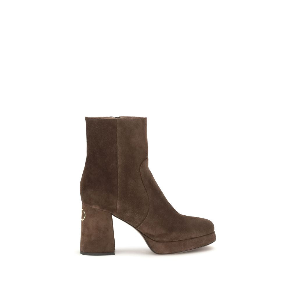 Valentino Garavani Brown Calf Leather Bos Taurus Ankle Boots Valentino Garavani
