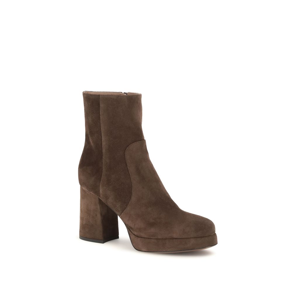 Valentino Garavani Brown Calf Leather Bos Taurus Ankle Boots Valentino Garavani