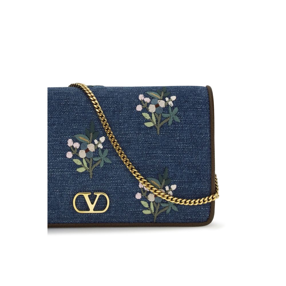 Valentino Garavani Blue Cotton Shoulder Bag Valentino Garavani