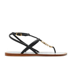 Fendi Black Leather Flat Sandals Fendi