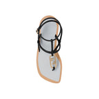 Fendi Black Leather Flat Sandals Fendi