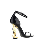 Saint Laurent Black Calf Leather Bos Taurus Stiletto Heel Sandals Saint Laurent