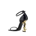Saint Laurent Black Calf Leather Bos Taurus Stiletto Heel Sandals Saint Laurent