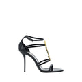 Saint Laurent Black Calf Leather Bos Taurus Stiletto Heel Sandals Saint Laurent