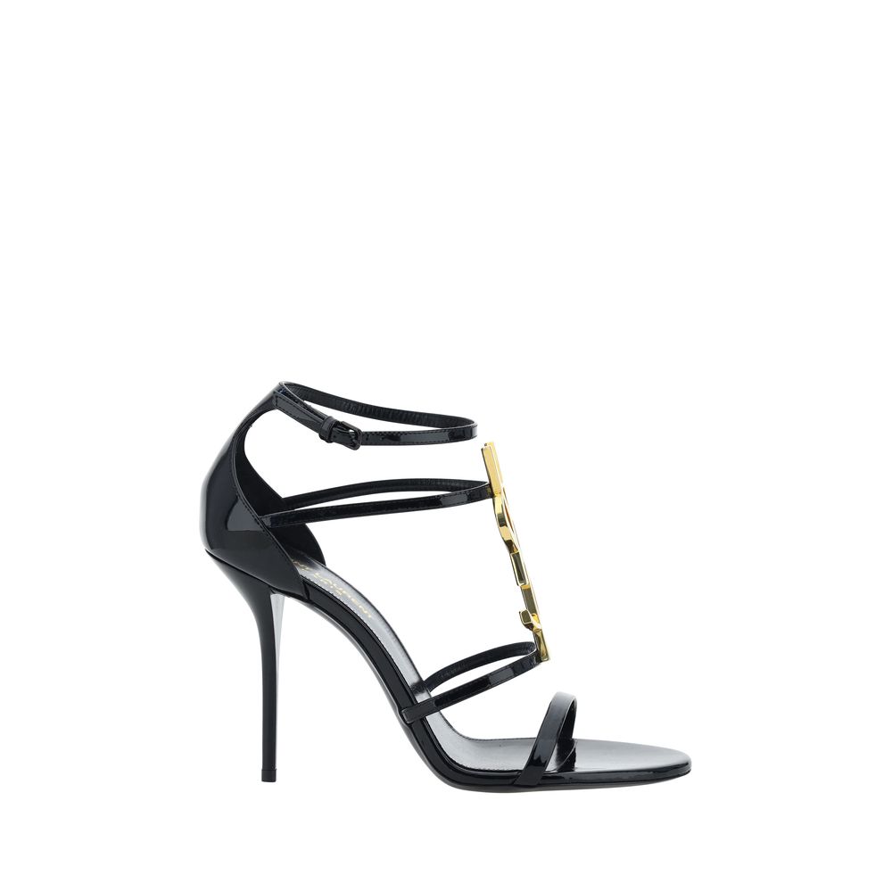 Saint Laurent Black Calf Leather Bos Taurus Stiletto Heel Sandals Saint Laurent
