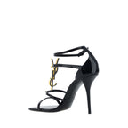 Saint Laurent Black Calf Leather Bos Taurus Stiletto Heel Sandals Saint Laurent