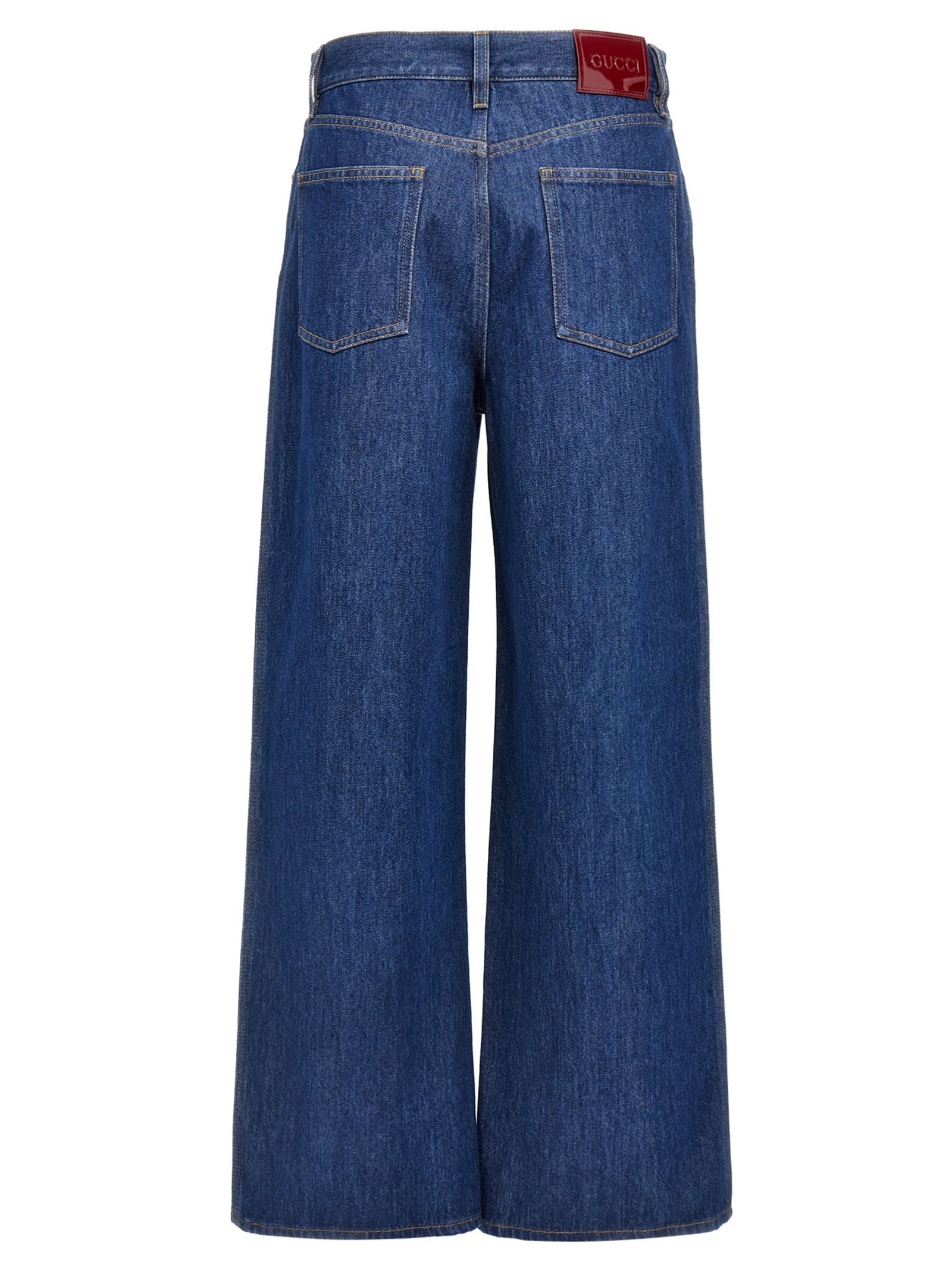 Gucci Blue Cotton Relaxed Fit Jeans Gucci