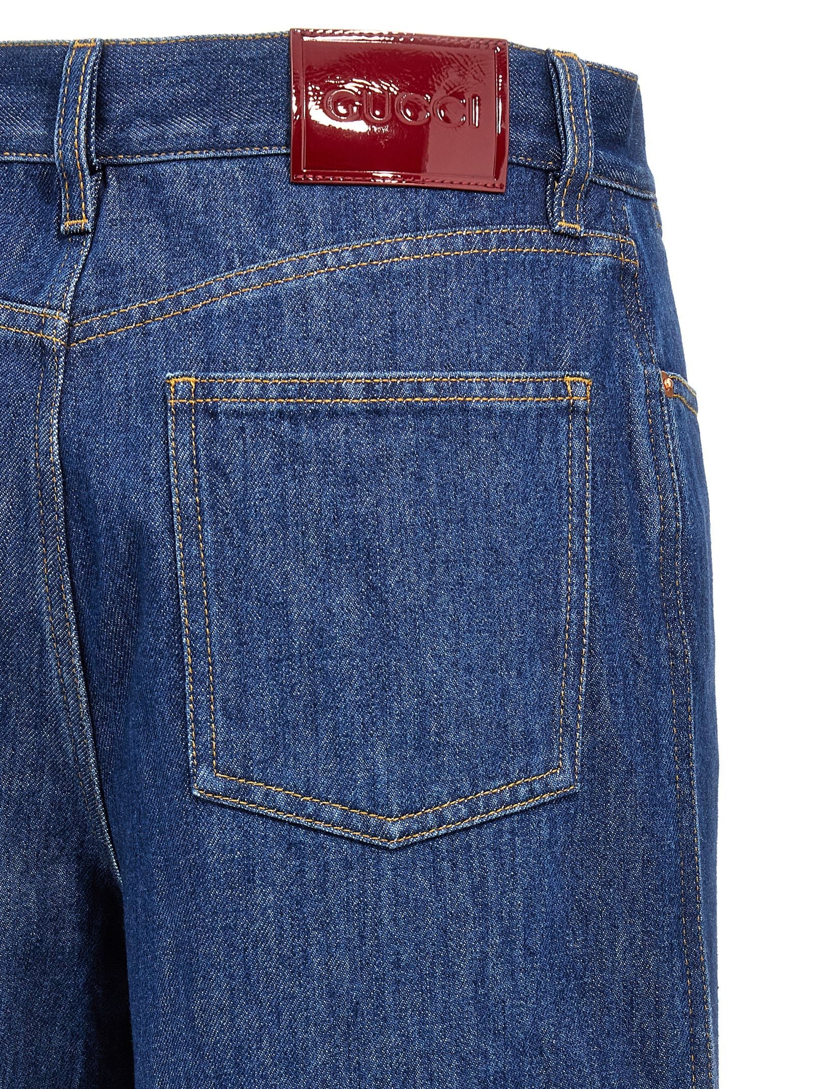 Gucci Blue Cotton Relaxed Fit Jeans Gucci