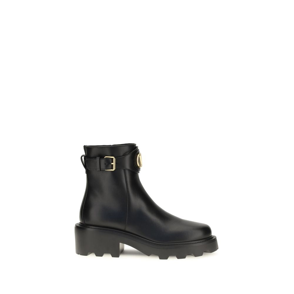 Valentino Garavani Black Calf Leather Bos Taurus Ankle Boots Valentino Garavani