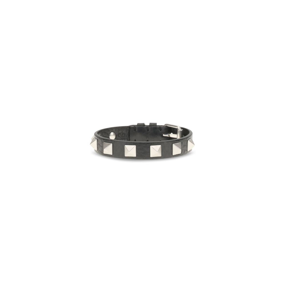Valentino Garavani Black Calf Leather Bos Taurus Bracelet Valentino Garavani