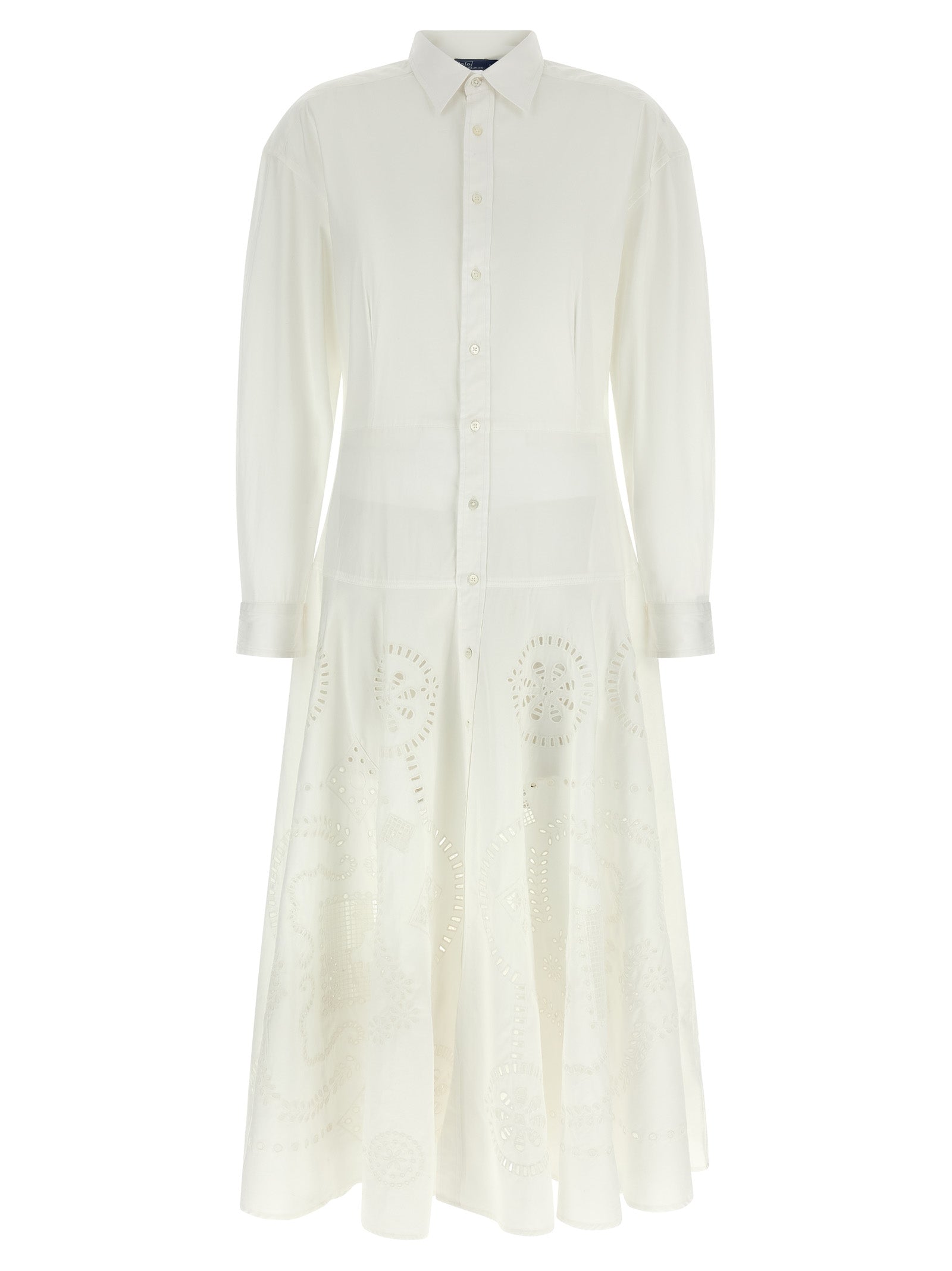 Polo Ralph Lauren White Cotton Midi Dress Polo Ralph Lauren