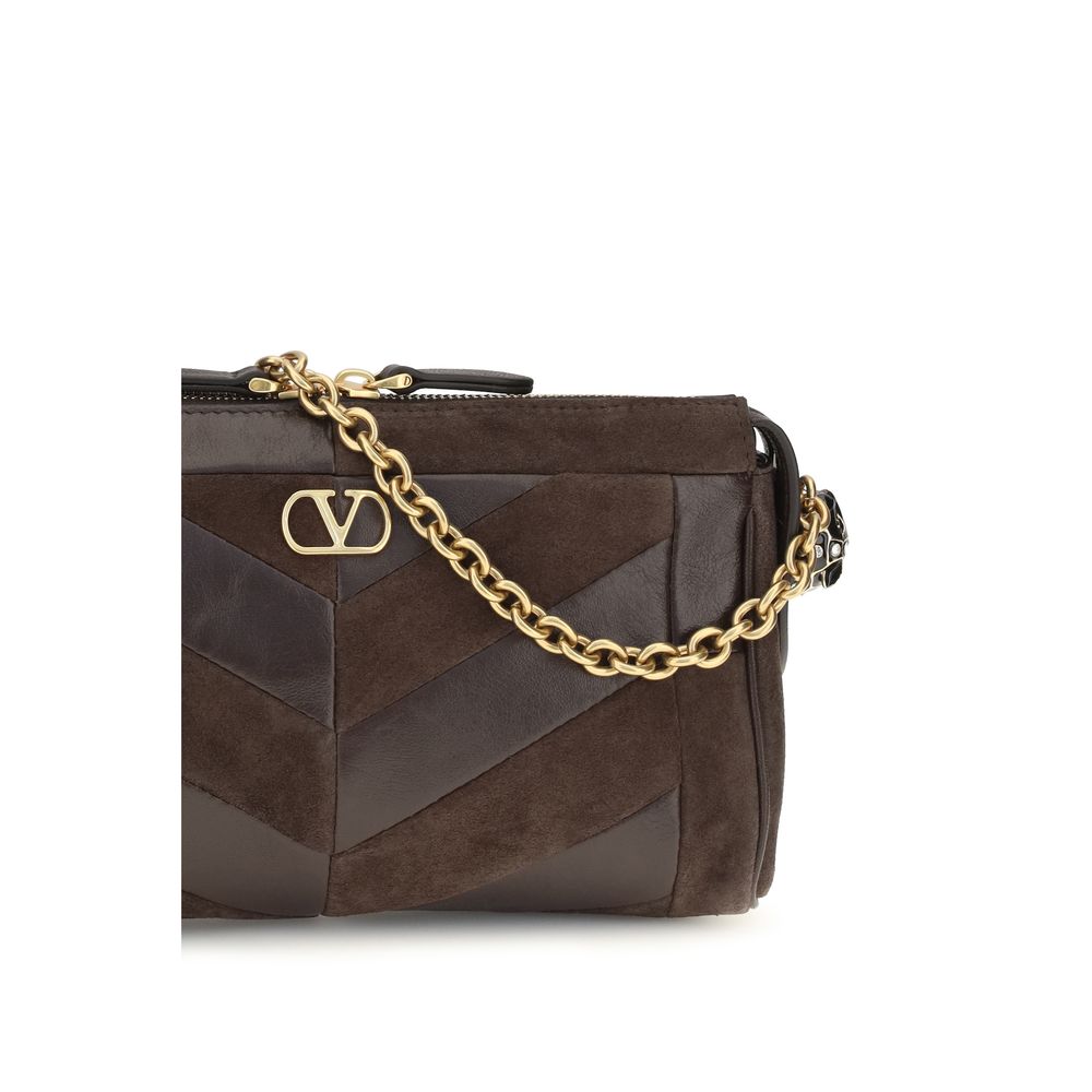 Valentino Garavani Brown Calf Leather Bos Taurus Shoulder Bag Valentino Garavani
