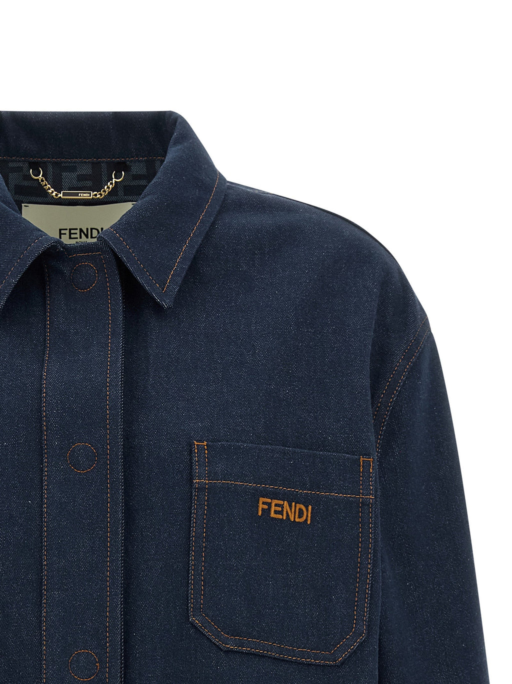 Fendi Blue Cotton Denim Jacket Fendi