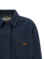 Fendi Blue Cotton Denim Jacket Fendi