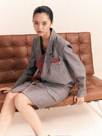 Women Gray Striped Long Big Size Blazer New Lapel Long Sleeve Loose Fit Jacket Fashion Trend Spring Autumn eprolo