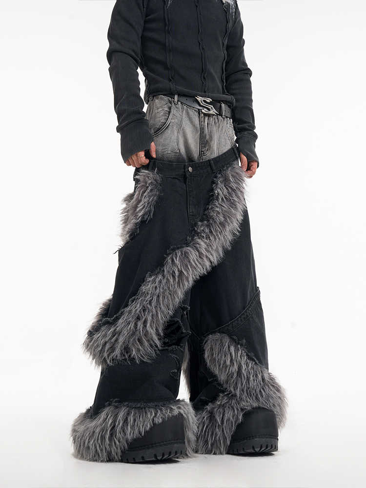 Men's PU Two-Piece Jeans LittleYogaSocks