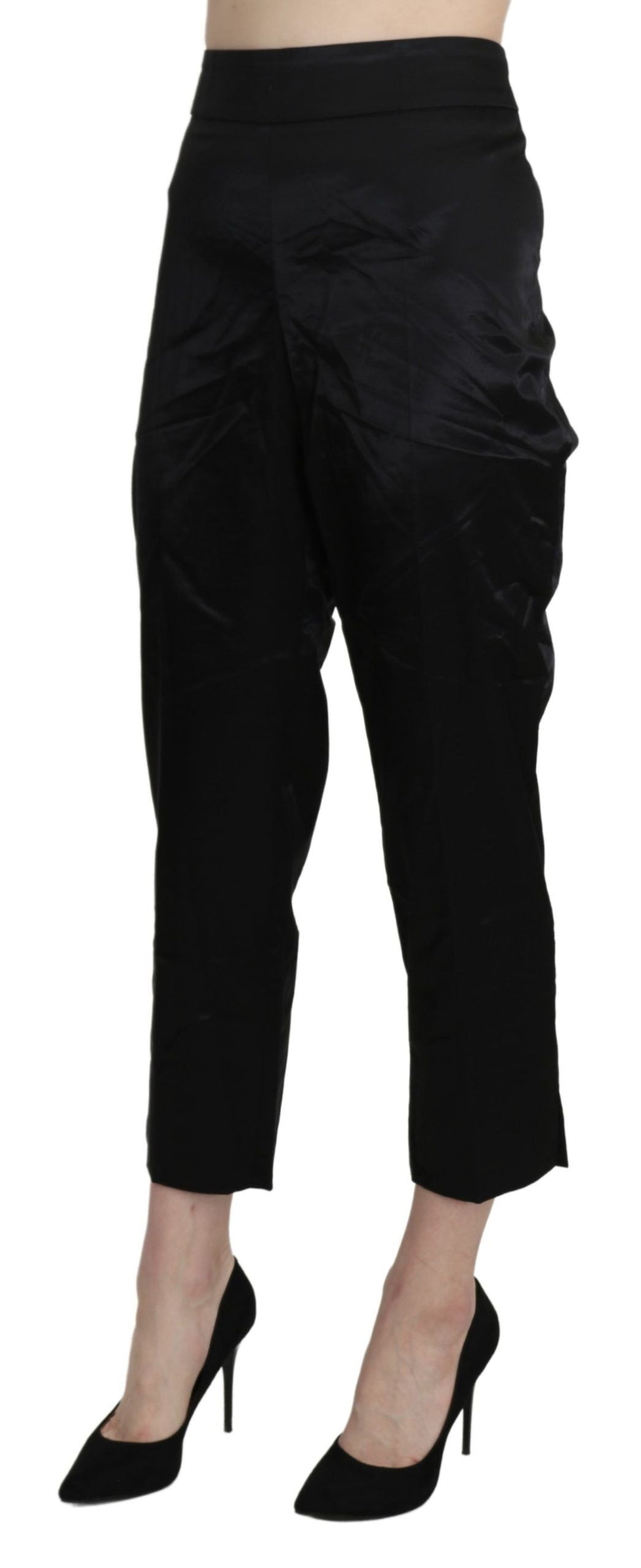 BENCIVENGA Black High Waist Straight Cropped Dress Trouser Pants BENCIVENGA
