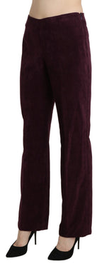 BENCIVENGA Purple Suede High Waist Straight Trouser Pants BENCIVENGA