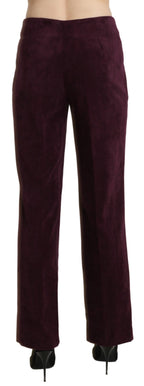 BENCIVENGA Purple Suede High Waist Straight Trouser Pants BENCIVENGA