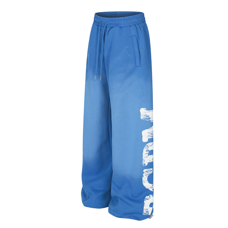 Style Oversized Letter Heavy Washed Distressed Sweatpants for Men and Women, Loose Casual Jazz Dance Wide Leg Pants eprolo