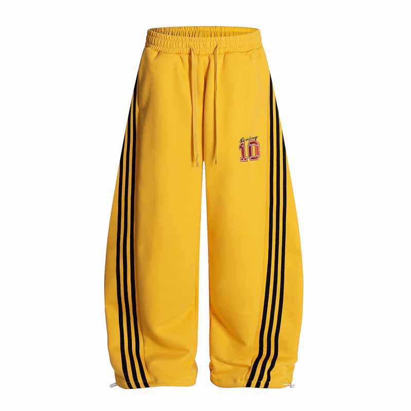Casual Street Style Three-Stripe Embroidered Track Pants for Men and Women, Loose Fit Hip Hop Sweatpants with Digital Embroidery eprolo