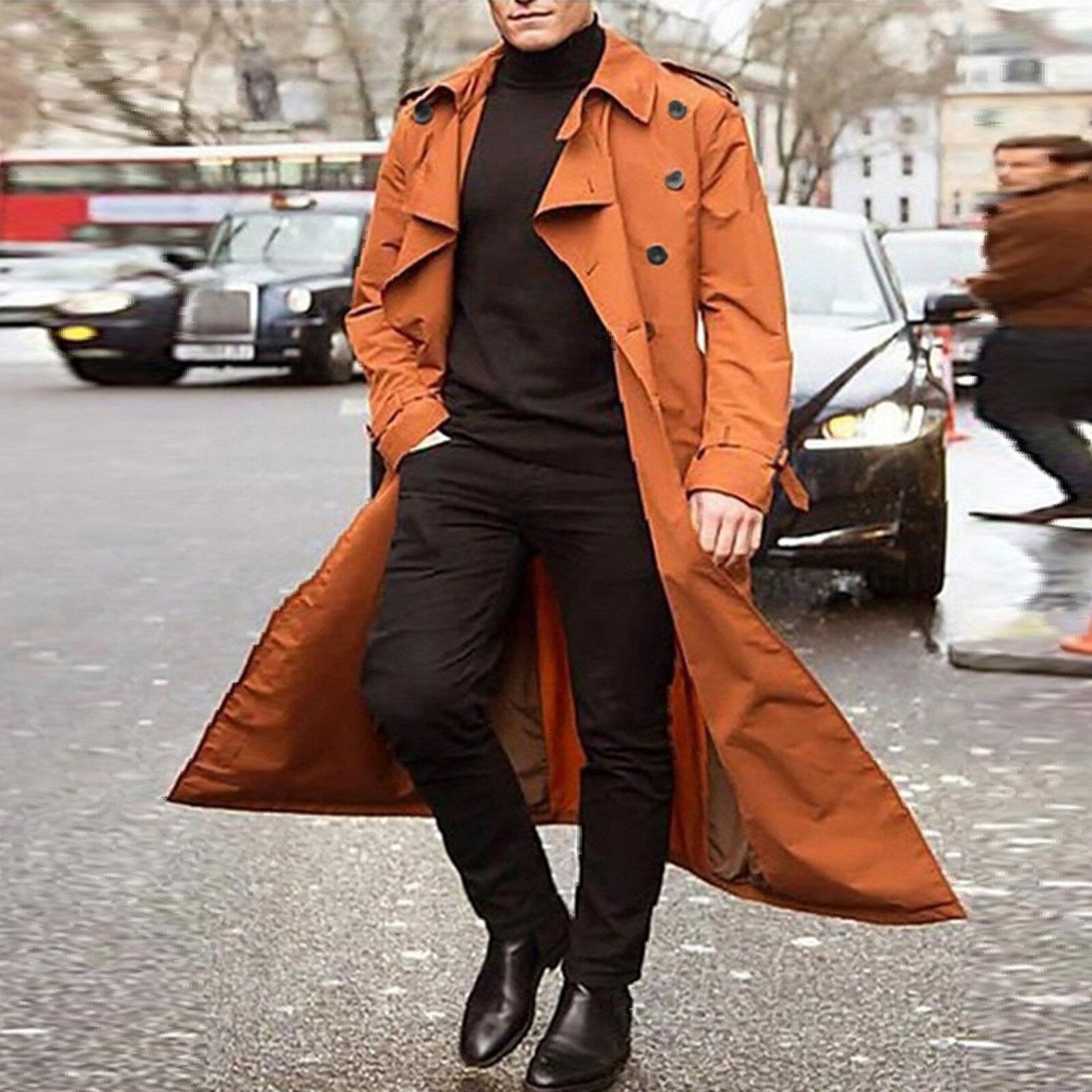 Men Business Jacket Fashion Autumn Long Windbreaker Jacket Overcoat Male Casual Winter Cotton Trench Outwear Coat eprolo
