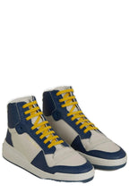 Saint Laurent Blue Calf Leather Mid Top Sneakers Saint Laurent