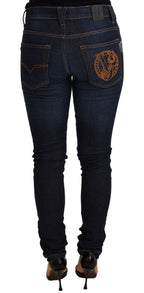 Versace Jeans Dark Blue Cotton Low Waist Skinny Denim Jeans Versace Jeans