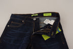 Versace Jeans Dark Blue Cotton Low Waist Skinny Denim Jeans Versace Jeans