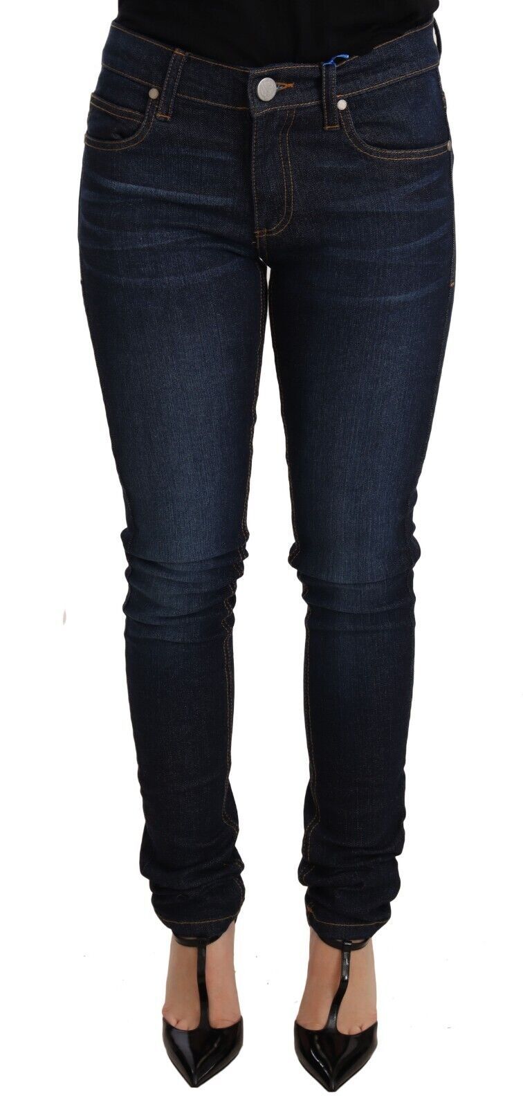 Versace Jeans Dark Blue Cotton Low Waist Skinny Denim Jeans Versace Jeans