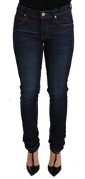 Versace Jeans Dark Blue Cotton Low Waist Skinny Denim Jeans Versace Jeans