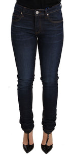 Versace Jeans Dark Blue Cotton Low Waist Skinny Denim Jeans Versace Jeans