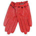 Ladies Sheepskin Perforated Breathable Single Leather Touch Screen Full Finger Gloves LittleYogaSocks