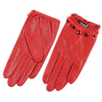 Ladies Sheepskin Perforated Breathable Single Leather Touch Screen Full Finger Gloves LittleYogaSocks