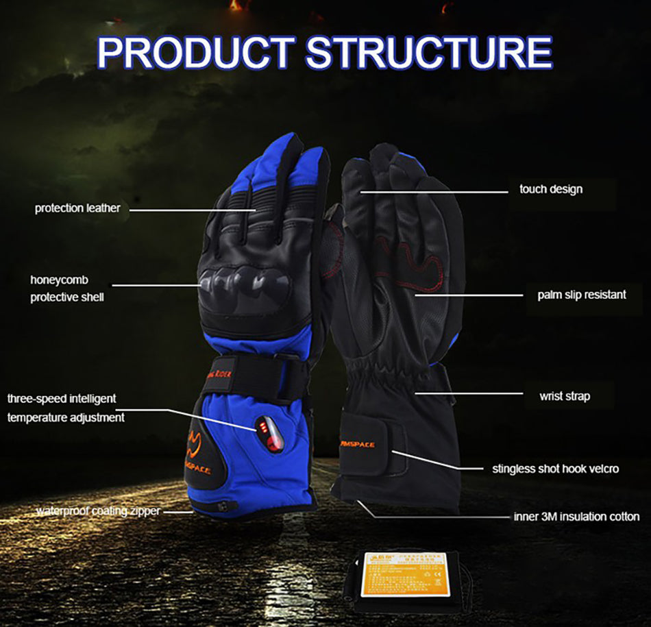 Electric Heating Windproof Outdoor Charging Waterproof For Motorcycle Racing Touch Screen Off Gloves LittleYogaSocks