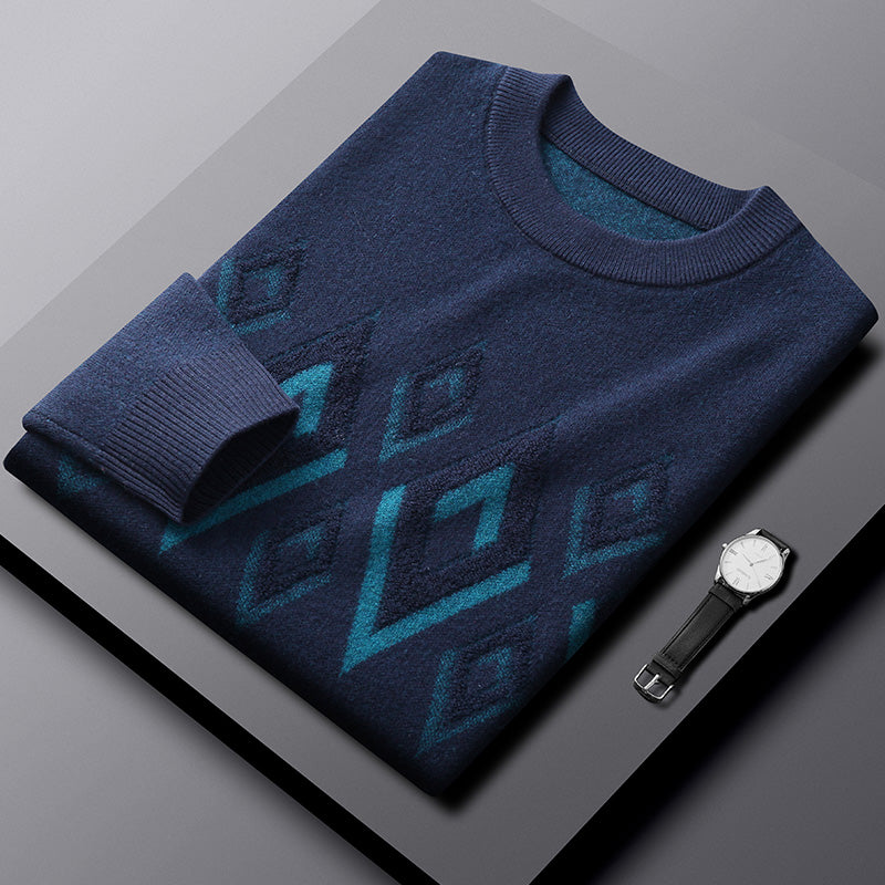 A sophisticated jacquard turtleneck sweater designed for the discerning man. The textured knit pattern delivers visual interest while the high collar offers practical warmth LittleYogaSocks