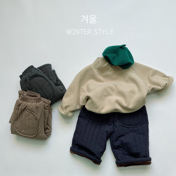 Wool Lined Vintage Cotton Cropped Straight Leg Pants LittleYogaSocks
