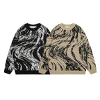 Letter embroidery loose round neck pullover knitted sweater for men eprolo