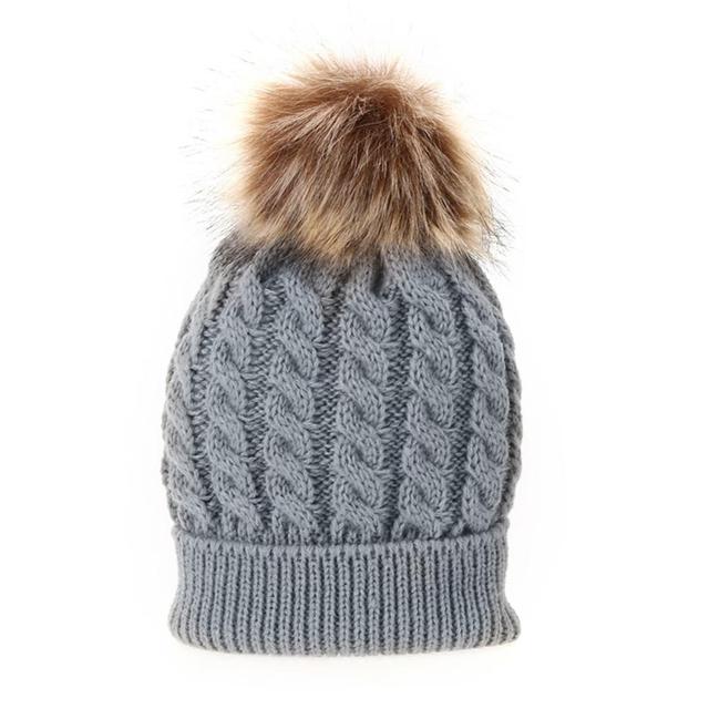 Parent-child Caps Cute Infant Baby Pompon Winter Hat Double Fur Ball Hat Mother Kids Warm Knitted Hat Newborn Beanie Cap eprolo