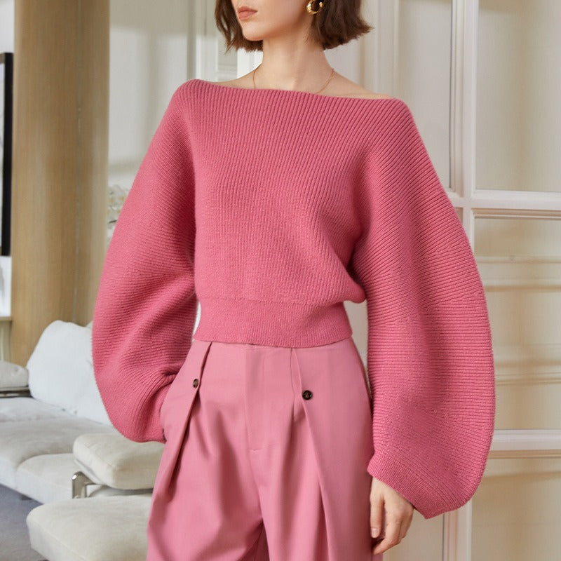 Spring Women Knitted Pullover Sweater Streetwear Boat Neck Long Sleeve Cropped Tops Fashion Red And White eprolo